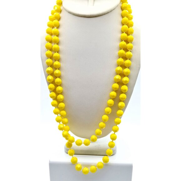 Let the Sunshine In Beaded Necklace, Bright Faceted Vintage Strand, Flapper - Picture 3 of 4